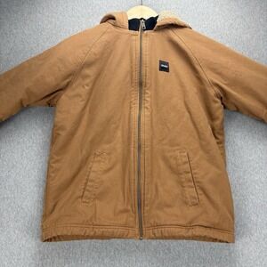 Walls Tough Wear Jacket Boys XL Brown Insulated Sherpa Flex Duck Solid Hooded